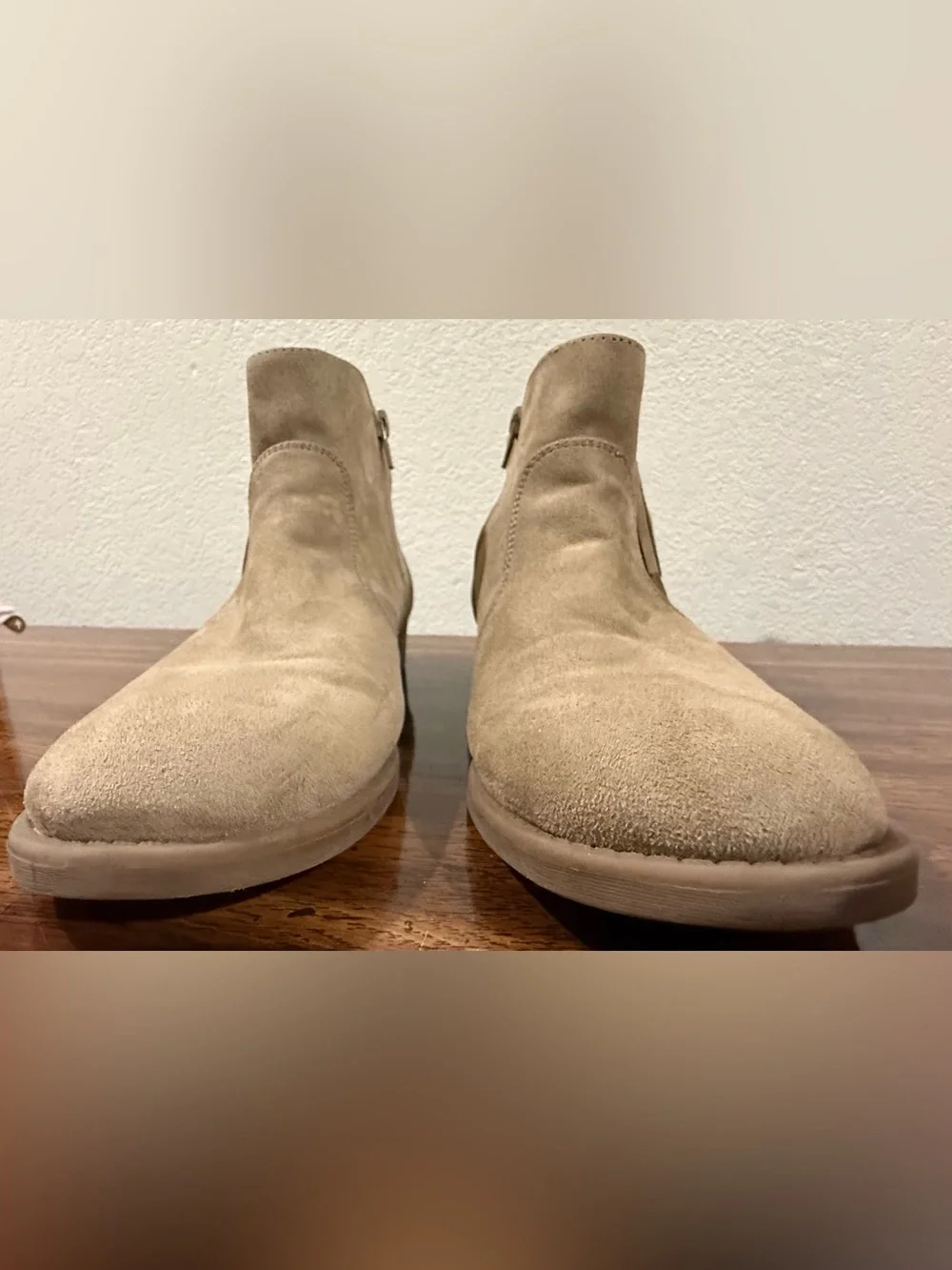 G by Guess Light Taupe Suede Fringe Ankle Booties